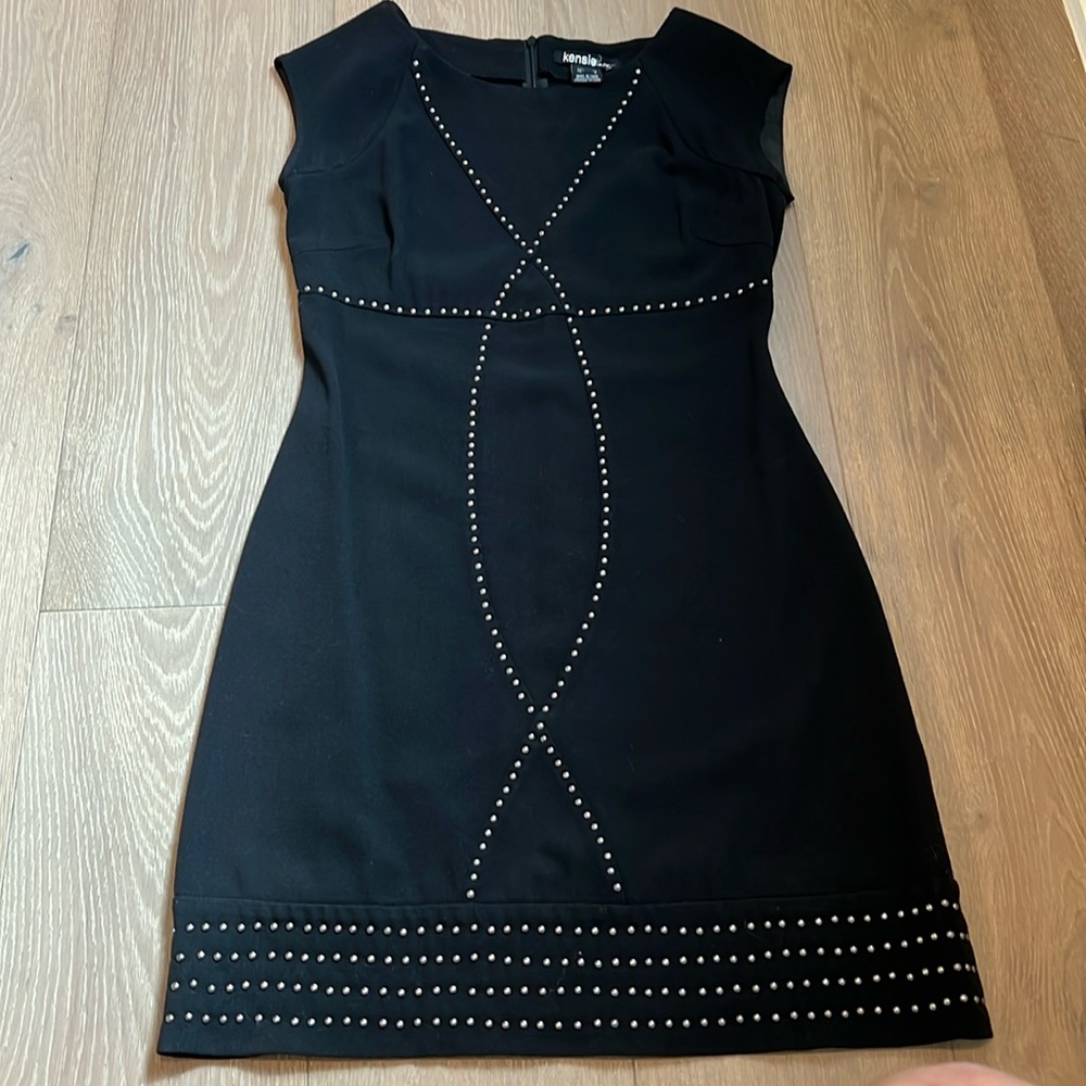 Kensie Black with Pewter Hardware Studded Sleeveless Mini Dress Size Small